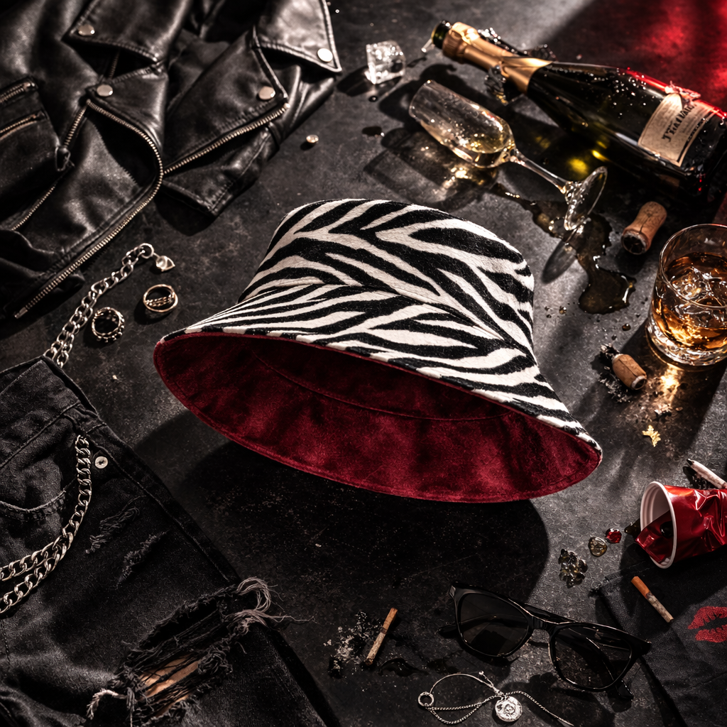 Reversible Zebra Print Burgundy Bucket Hat