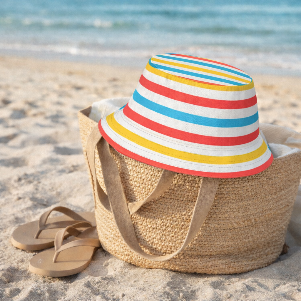 Reversible Floral Stripe Bucket Hat