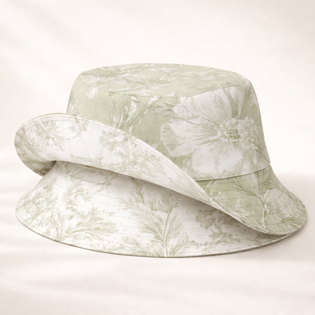 Sage Green Floral Reversible Bucket Hat