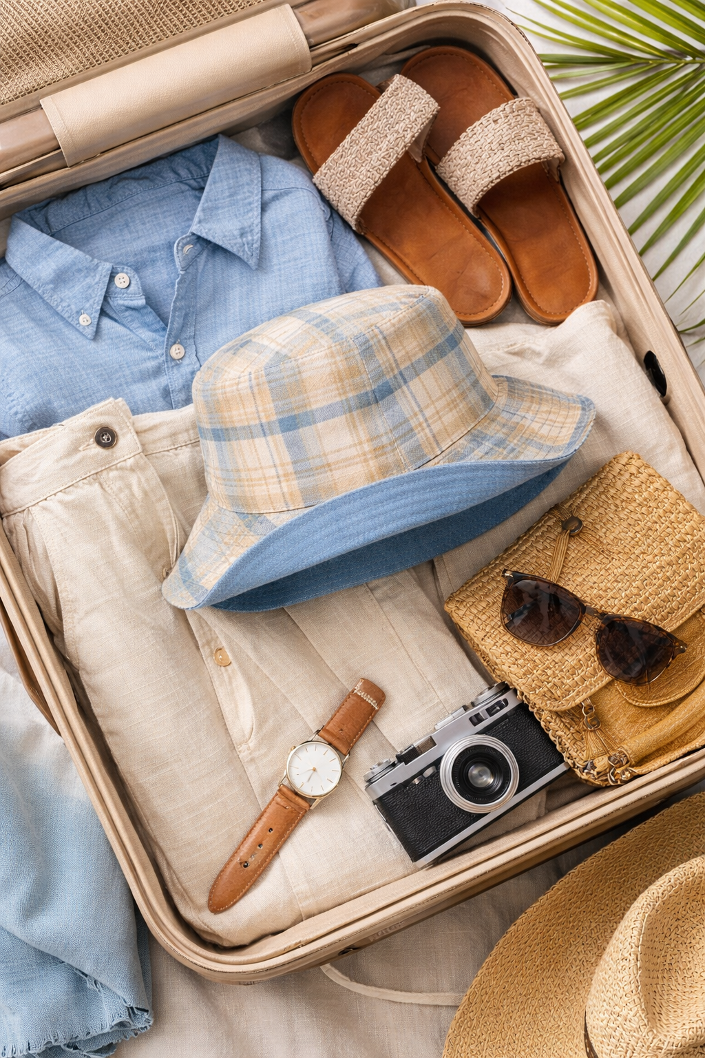 Reversible Blue Plaid Bucket Hat