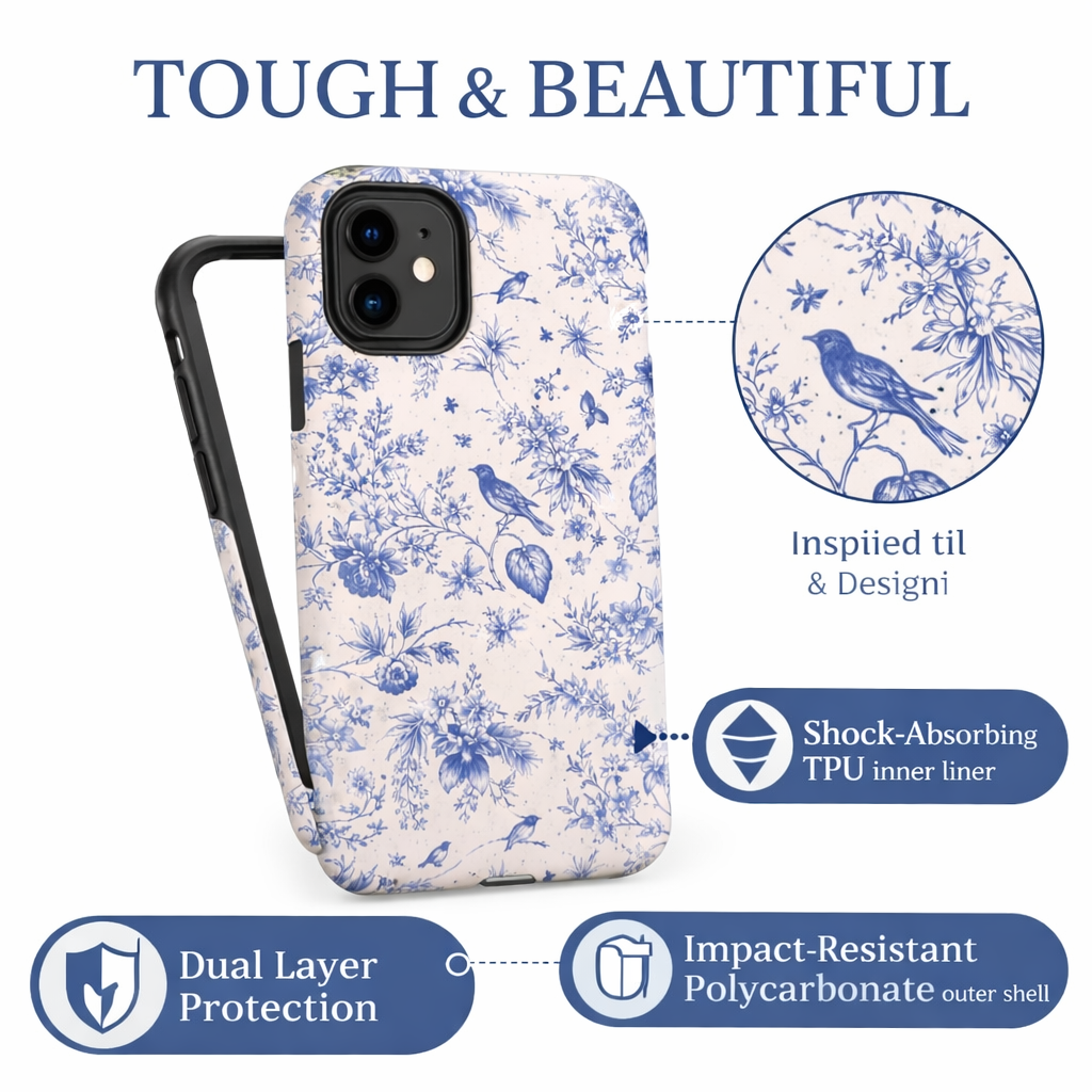 Elegant Blue Toile iPhone Case