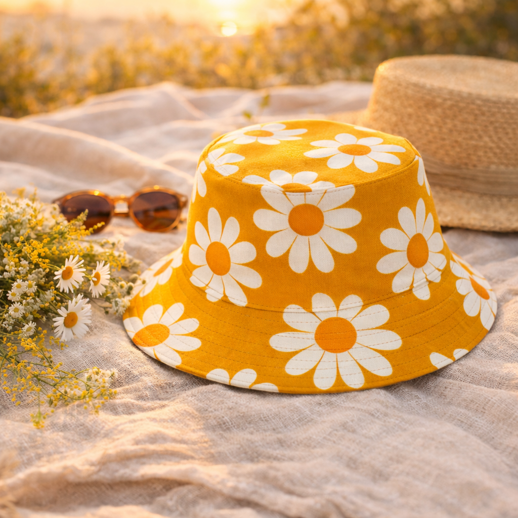 reversible daisy bucket hat