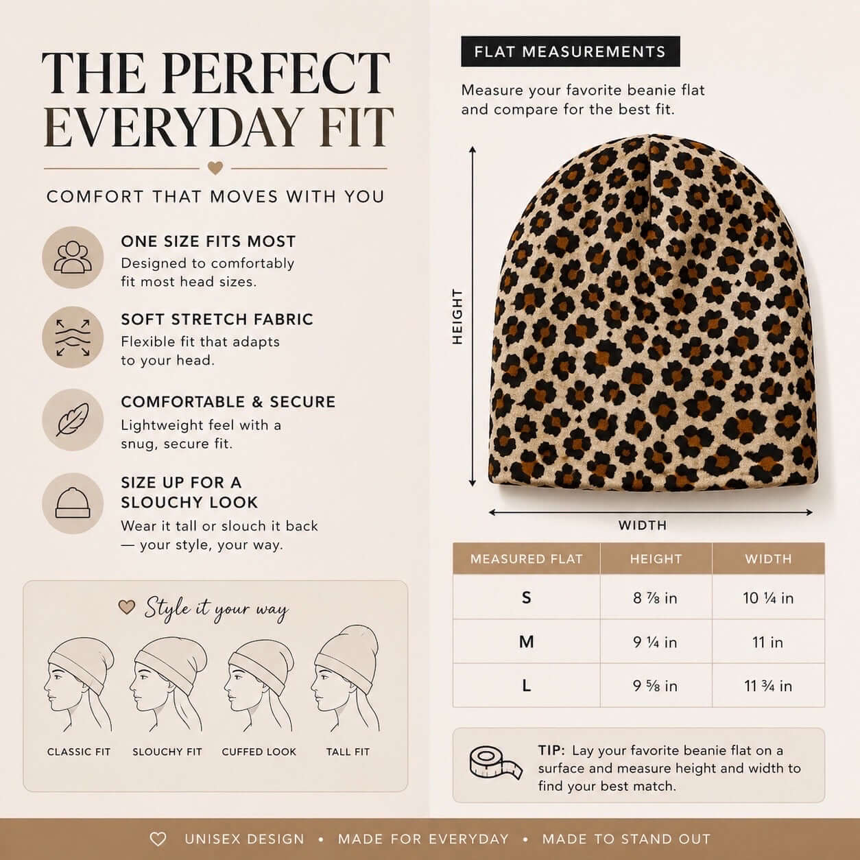 Leopard Print Beanie Hat