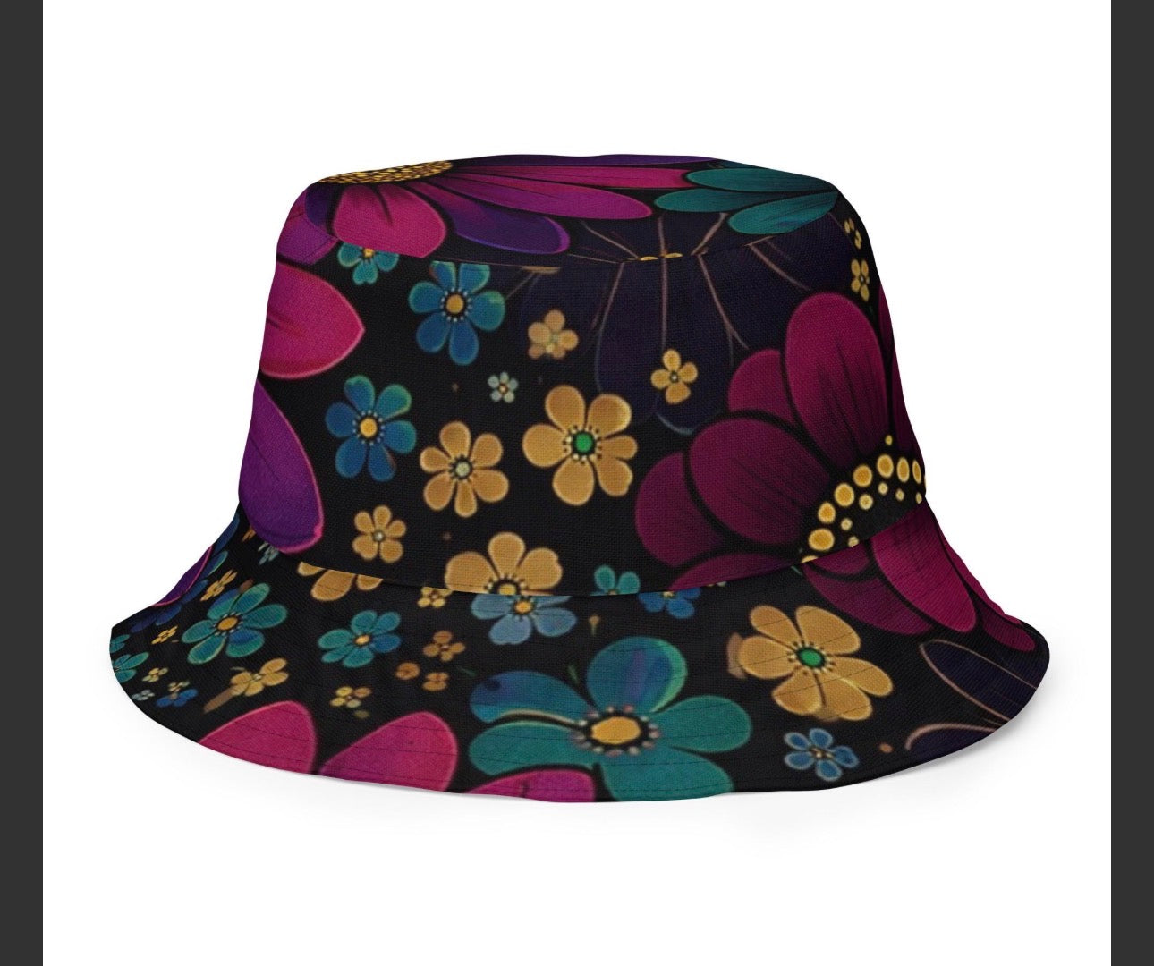 retro floral reversible bucket hat