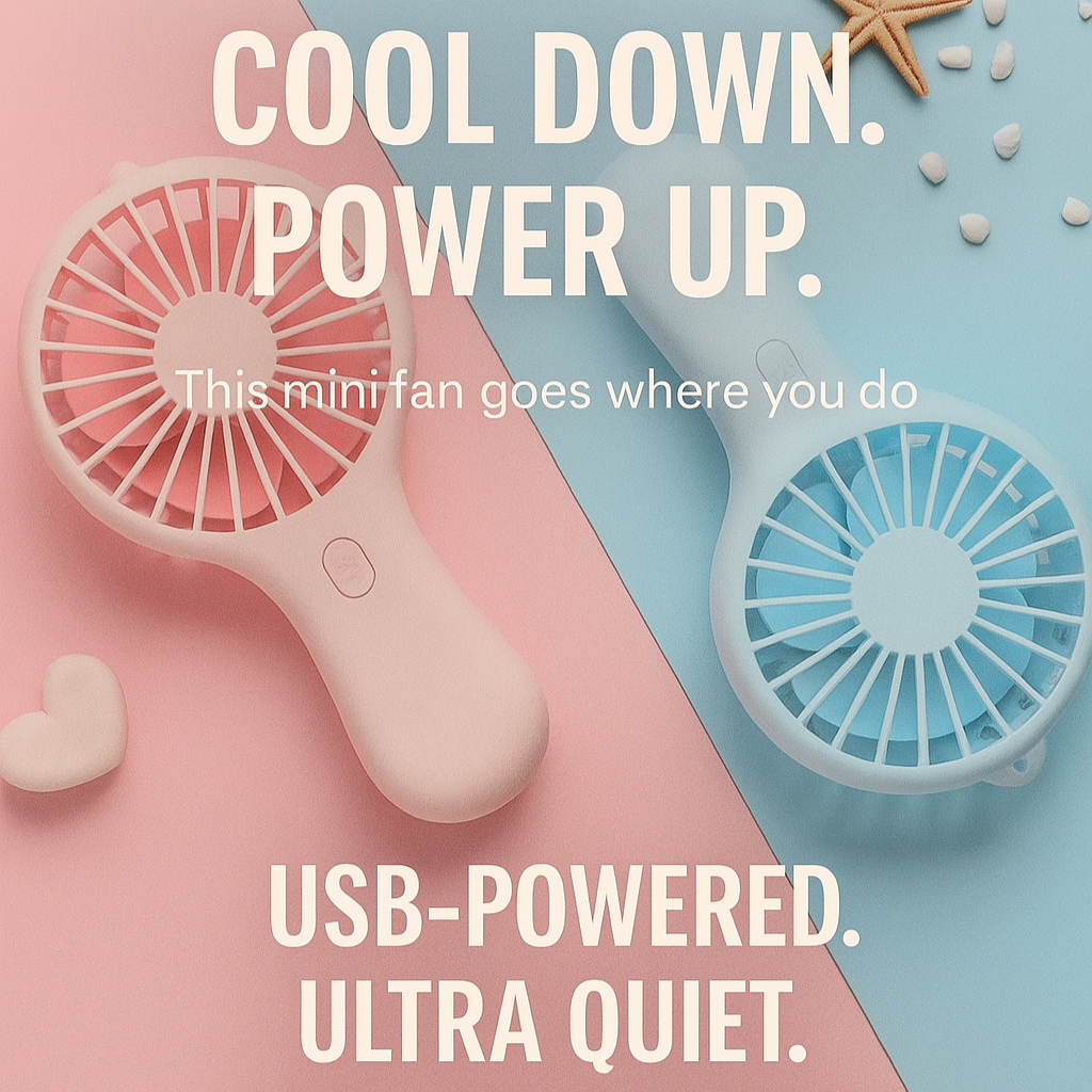 Compact USB Mini Fan – Adjustable Speeds & Quiet Cooling