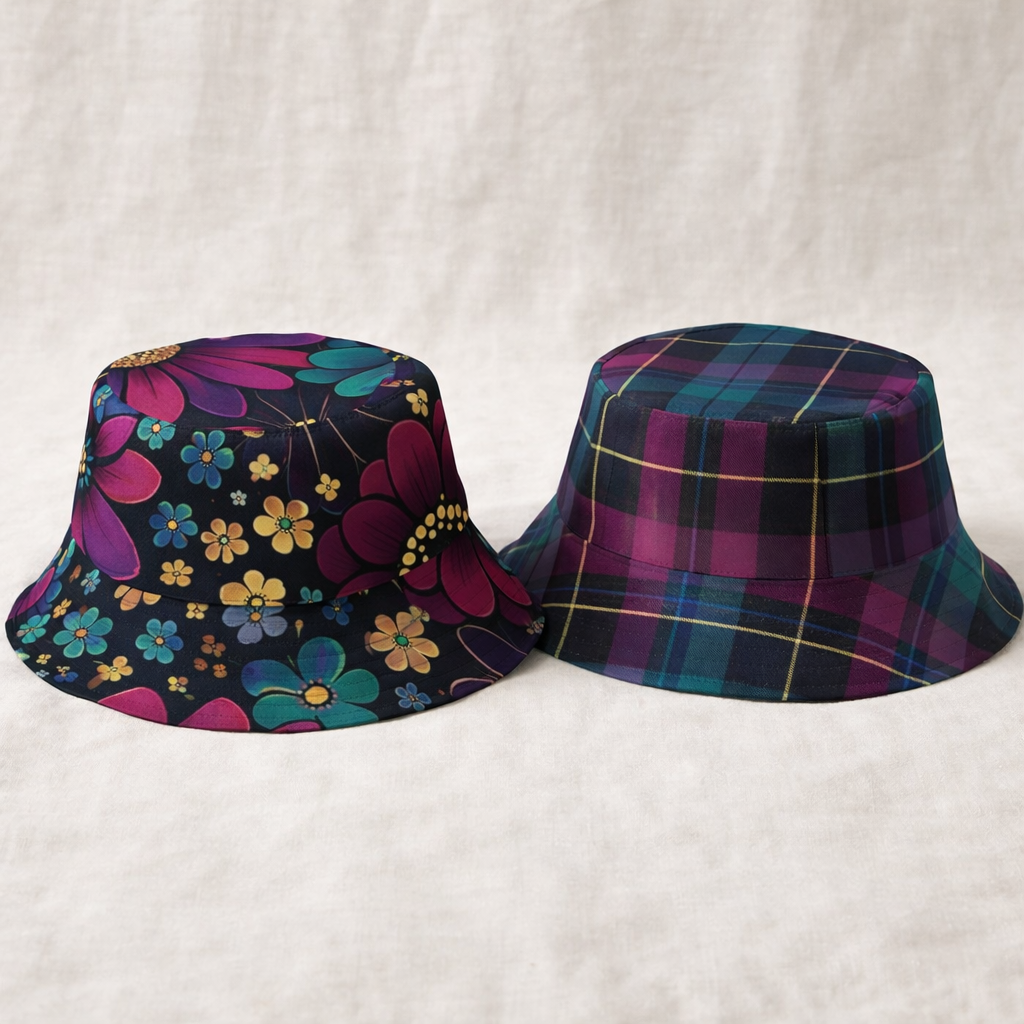 retro floral reversible bucket hat