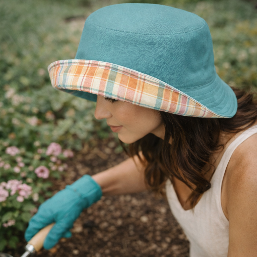 reversible plaid bucket hat