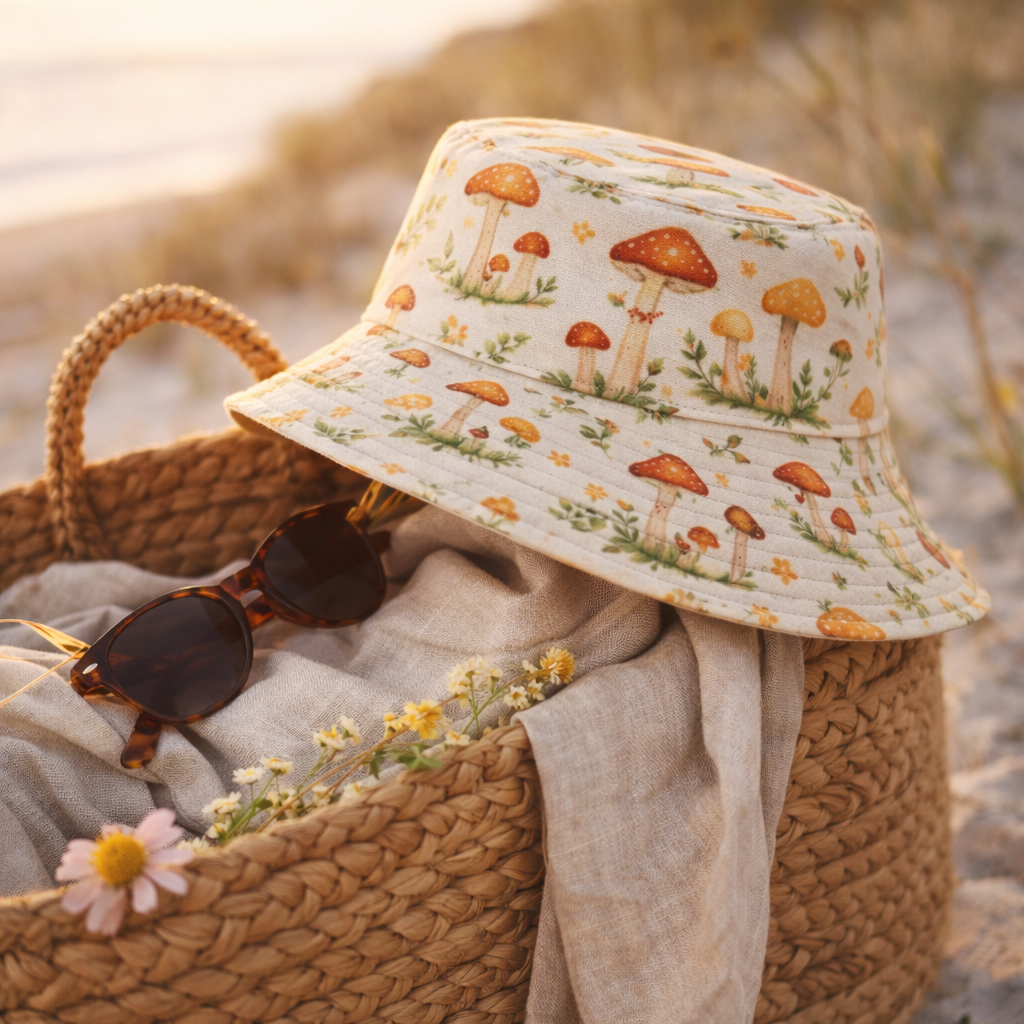 cottagecore mushroom bucket hat