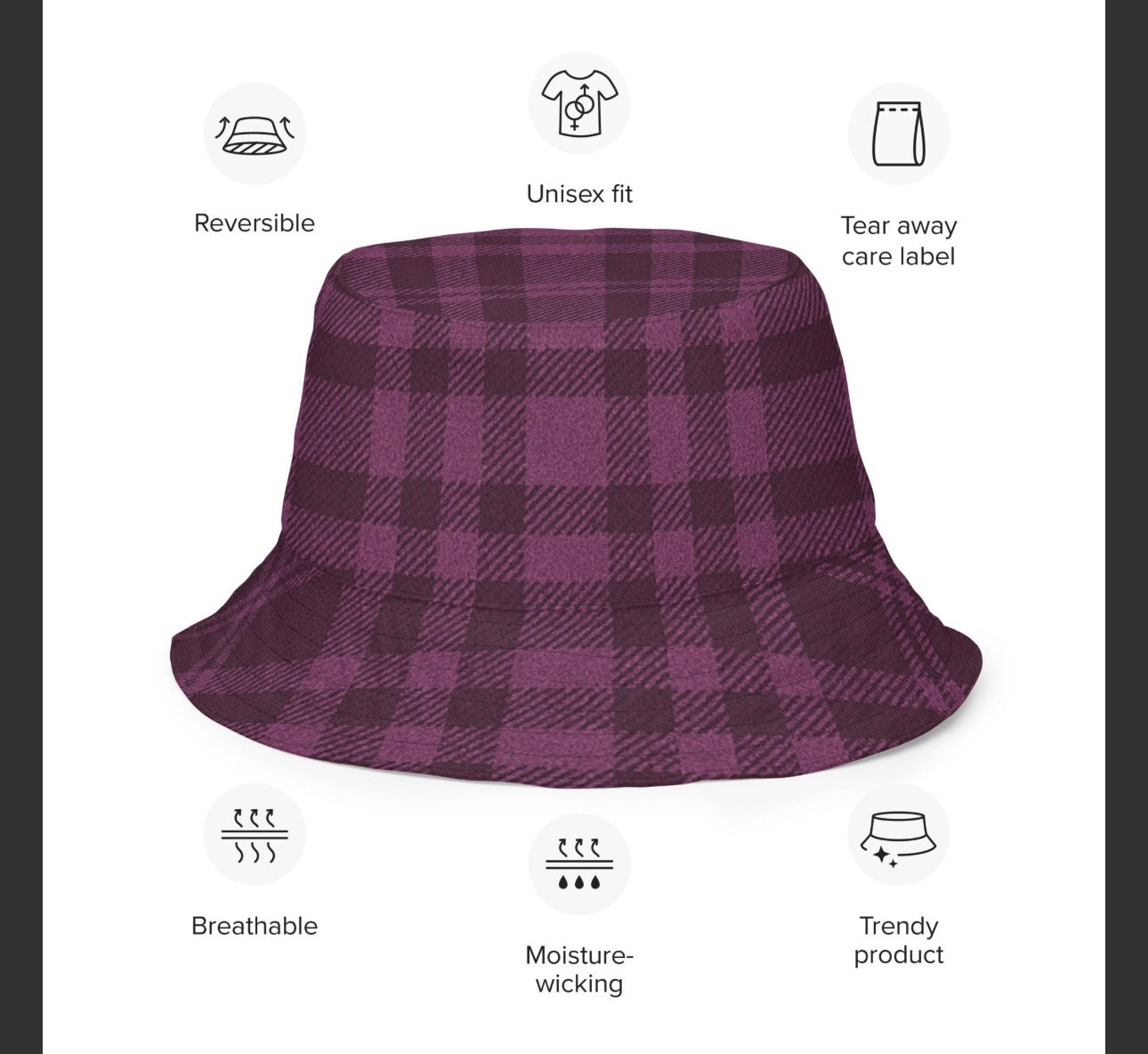reversible plum bucket hat