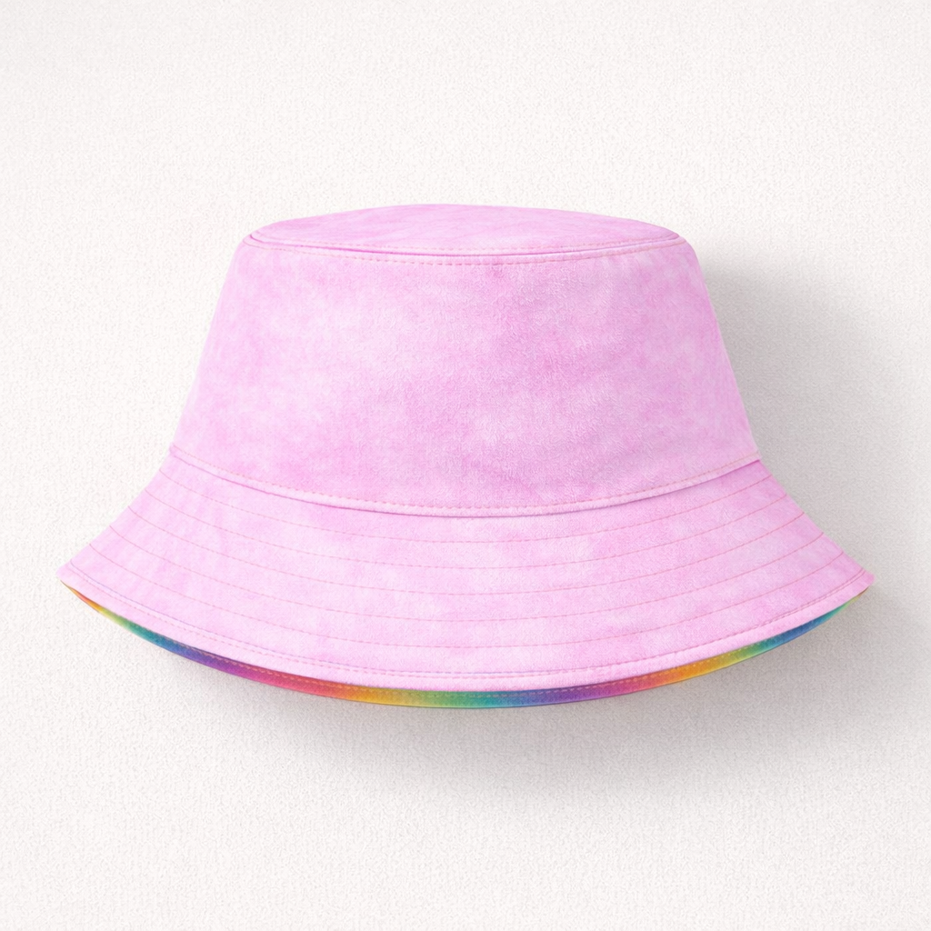 rainbow tie dye reversible bucket hat