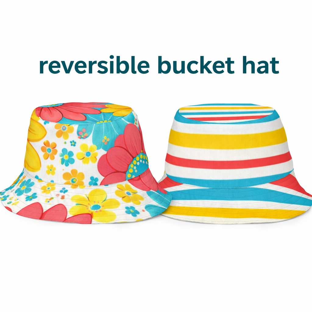 Reversible Floral Stripe Bucket Hat