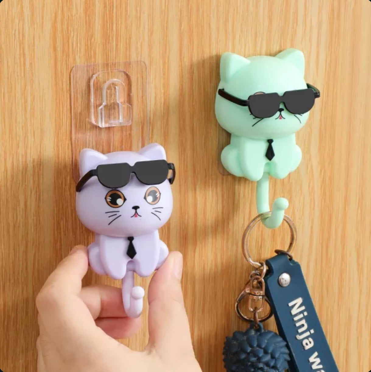 Adorable Cartoon Cat Wall Hook – Waterproof, Damage-Free Hanging