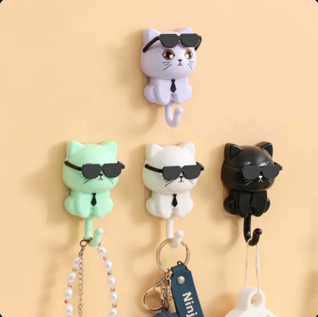 Adorable Cartoon Cat Wall Hook – Waterproof, Damage-Free Hanging