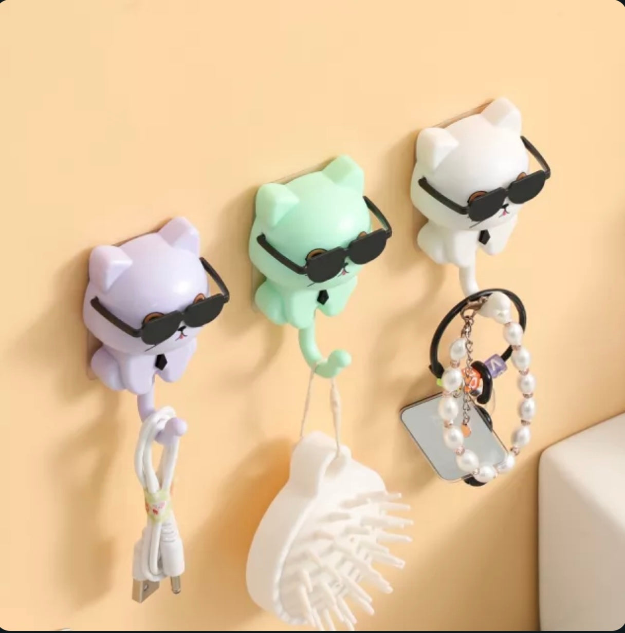 Adorable Cartoon Cat Wall Hook – Waterproof, Damage-Free Hanging