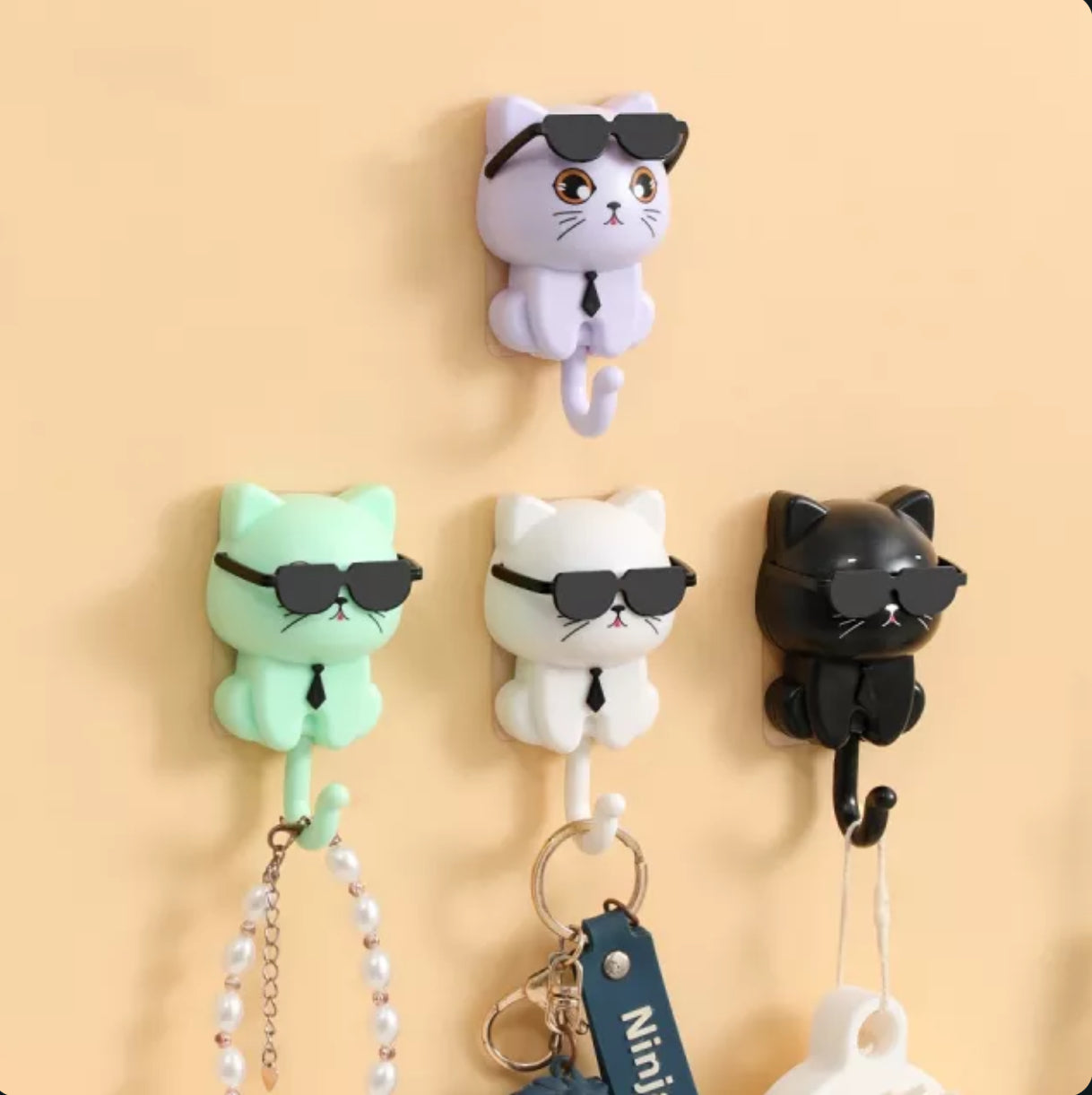 Adorable Cartoon Cat Wall Hook – Waterproof, Damage-Free Hanging