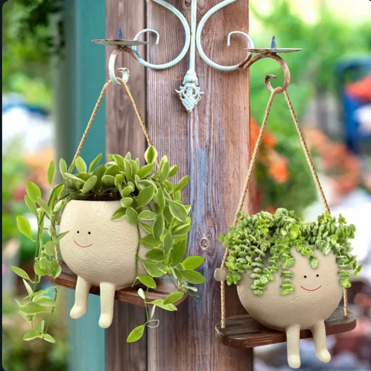 Swinging Face Planter – Whimsical Resin Hanging Pot