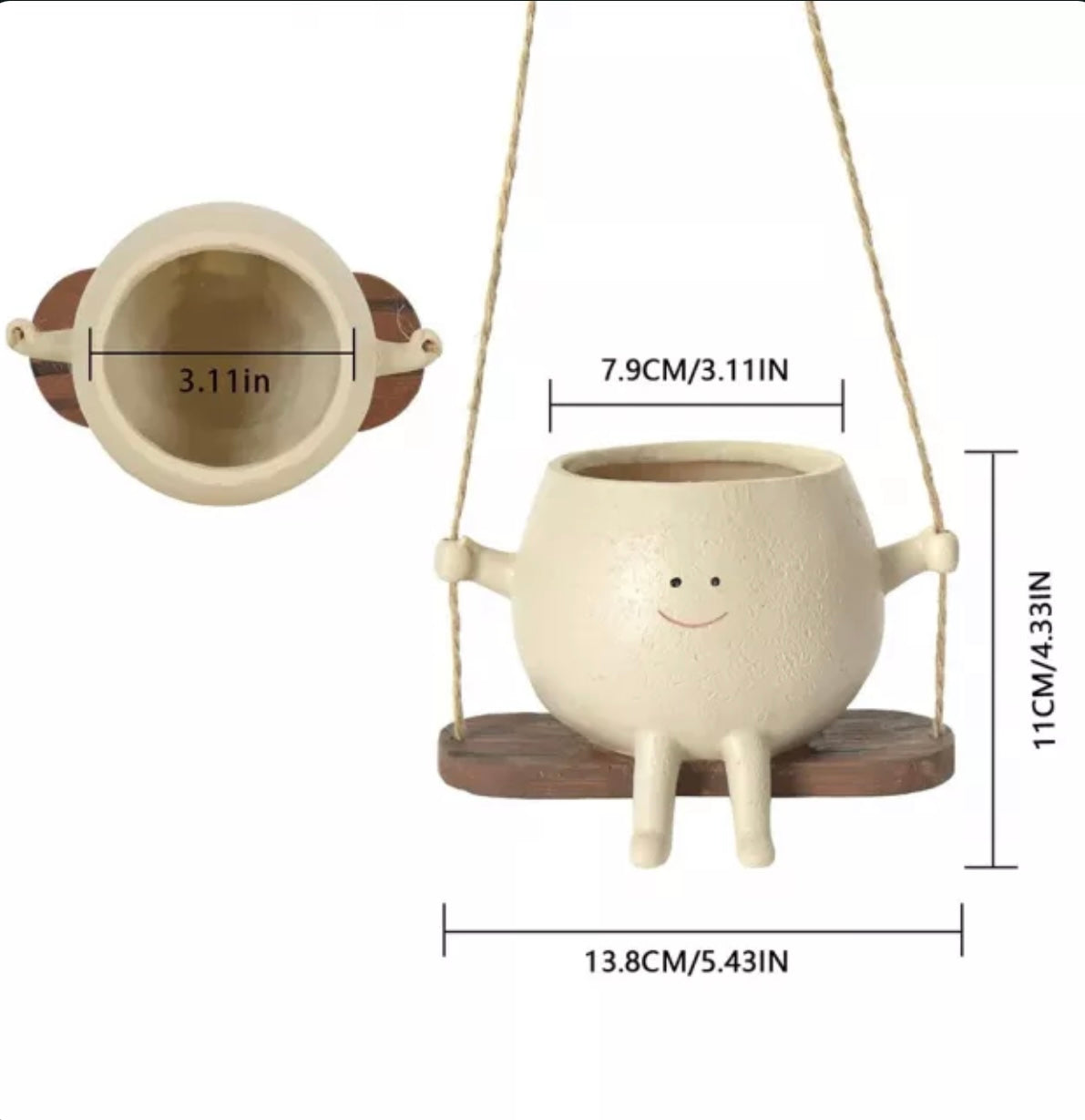 Swinging Face Planter – Whimsical Resin Hanging Pot