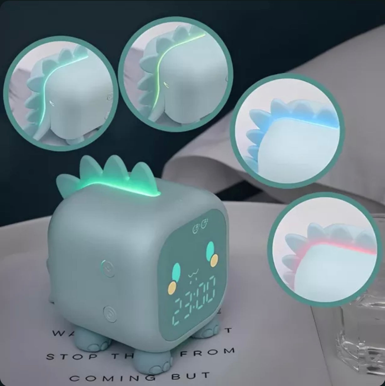 Dinosaur Alarm Clock with Voice Control & Night Light