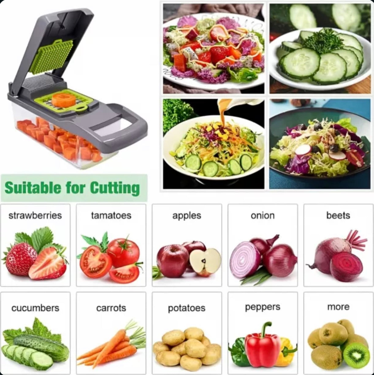 Multifunctional Vegetable Cutter & Slicer – 4-in-1 Kitchen Tool