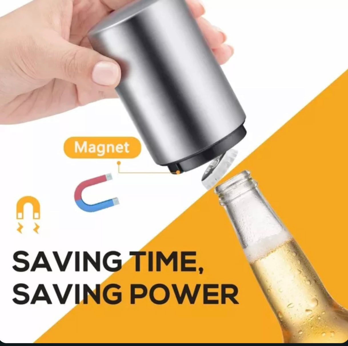 Automatic Magnetic Bottle Opener – Stainless Steel Push-Down Tool