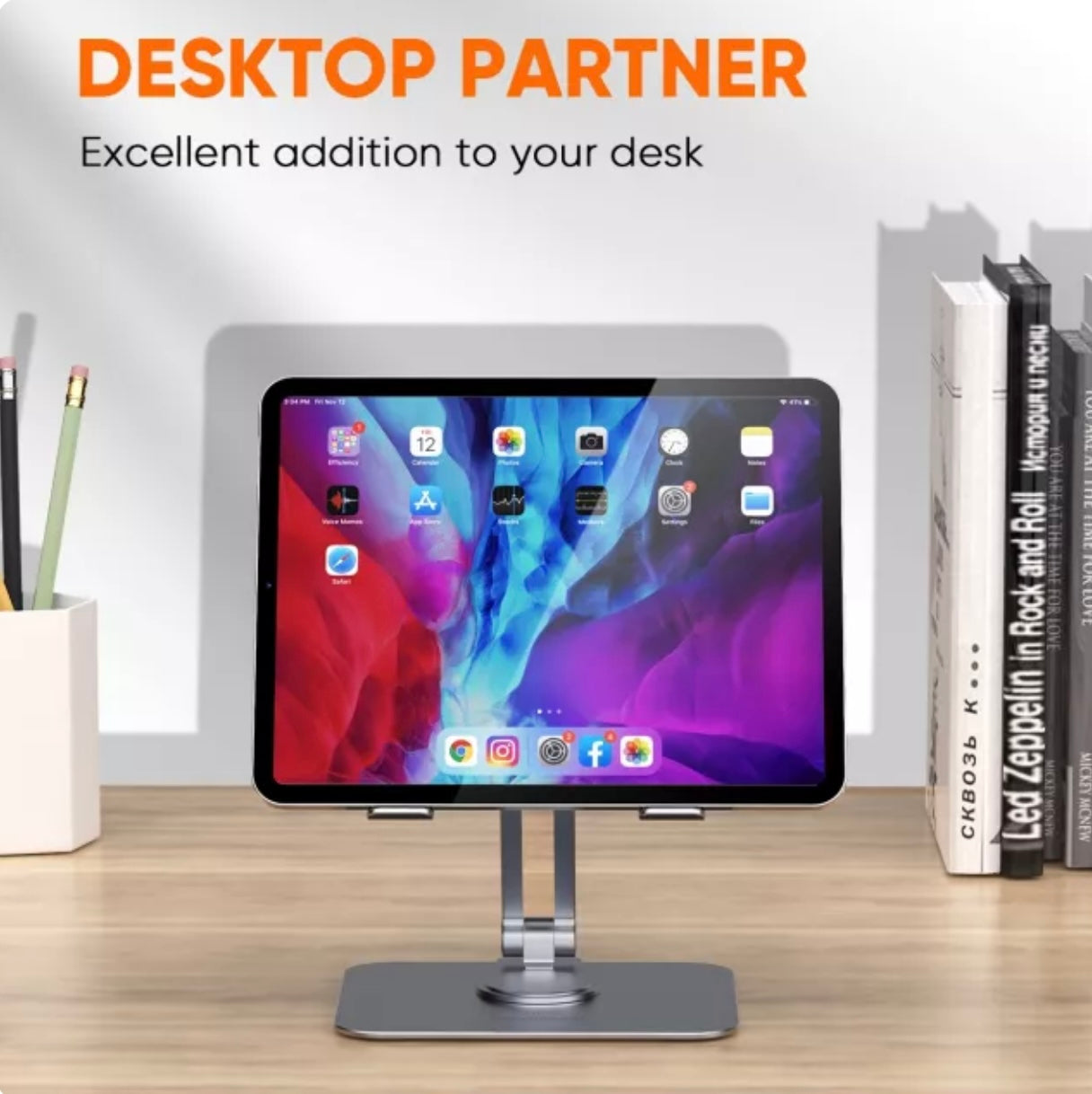 Foldable 360° Rotating Tablet Stand – Adjustable Aluminum Holder