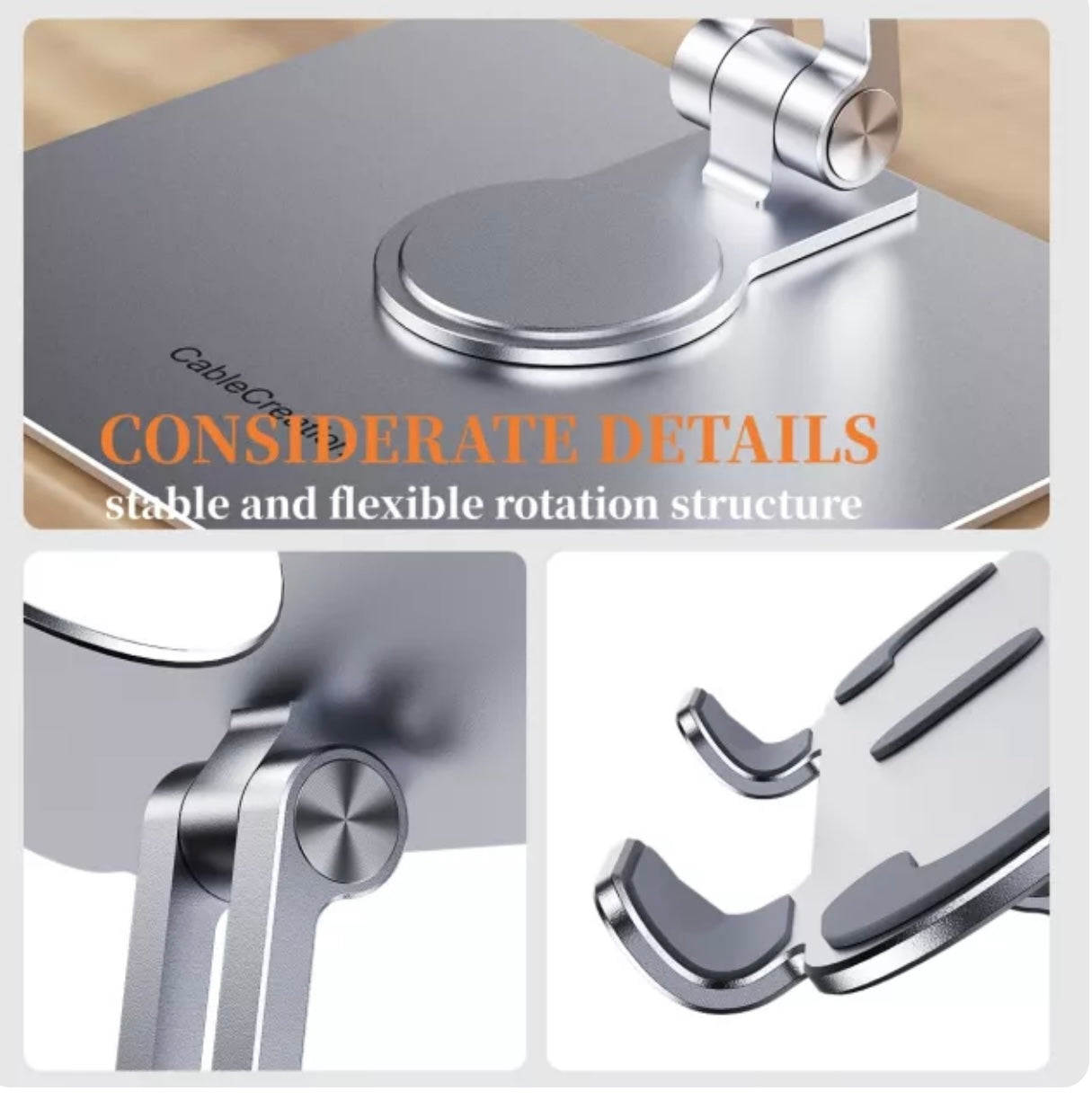 Foldable 360° Rotating Tablet Stand – Adjustable Aluminum Holder