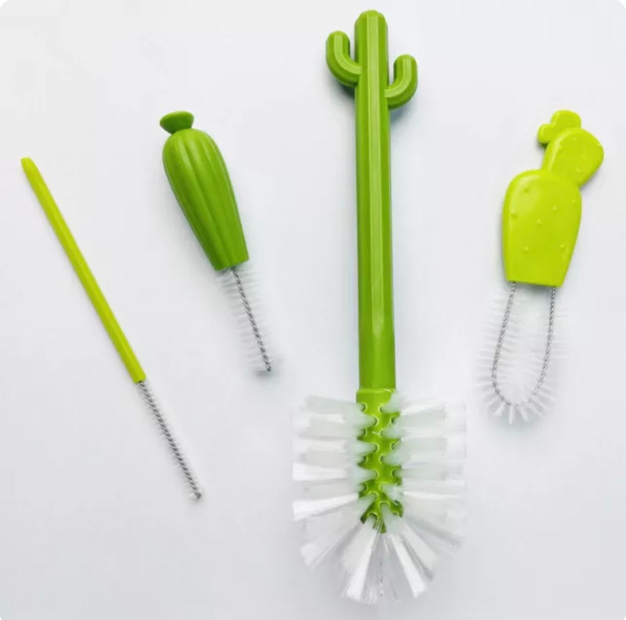 Cactus Baby Bottle Cleaning Brush Set – 4-Piece Cute & Functional Cleaning Kit
