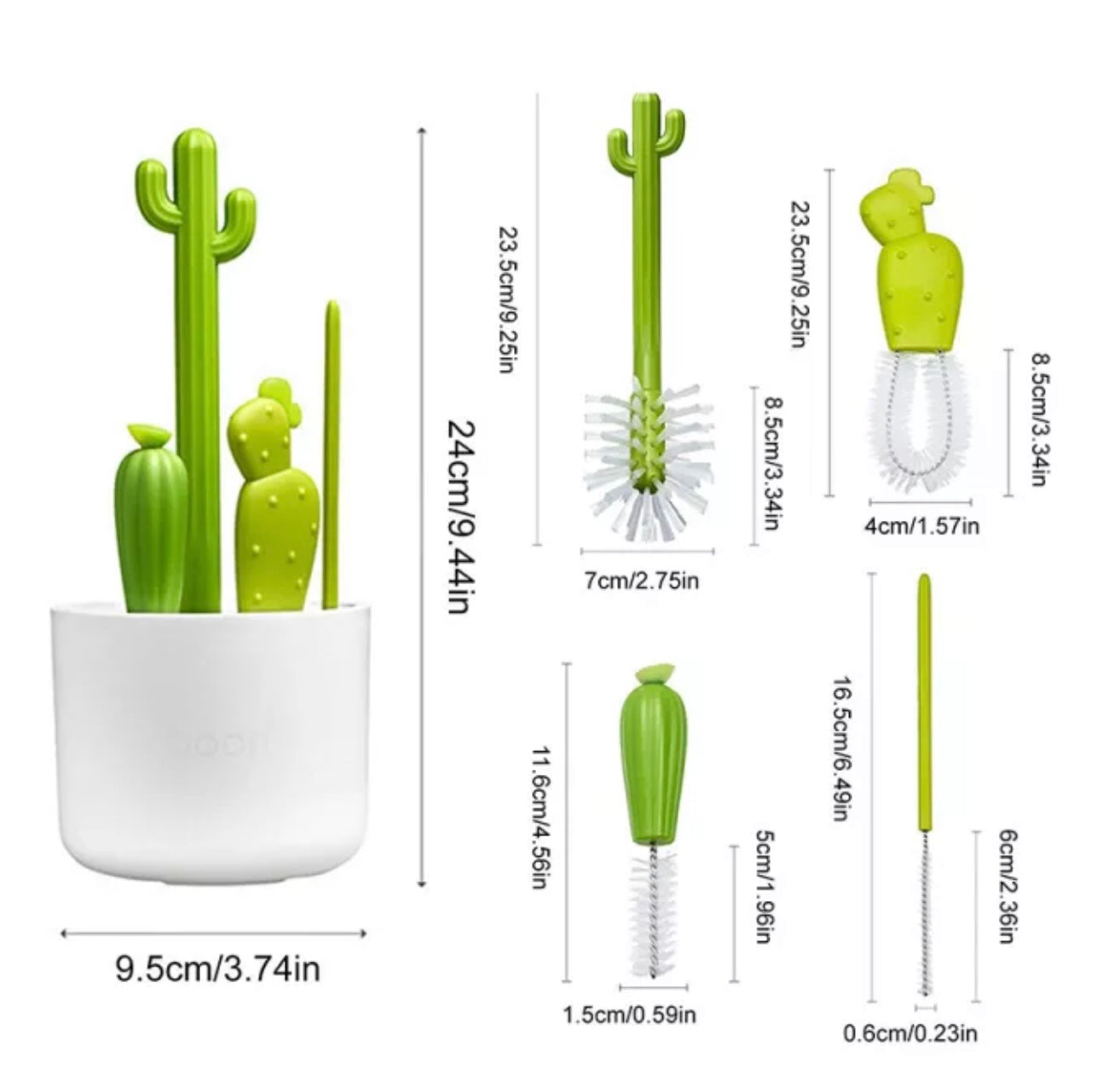 Cactus Baby Bottle Cleaning Brush Set – 4-Piece Cute & Functional Cleaning Kit