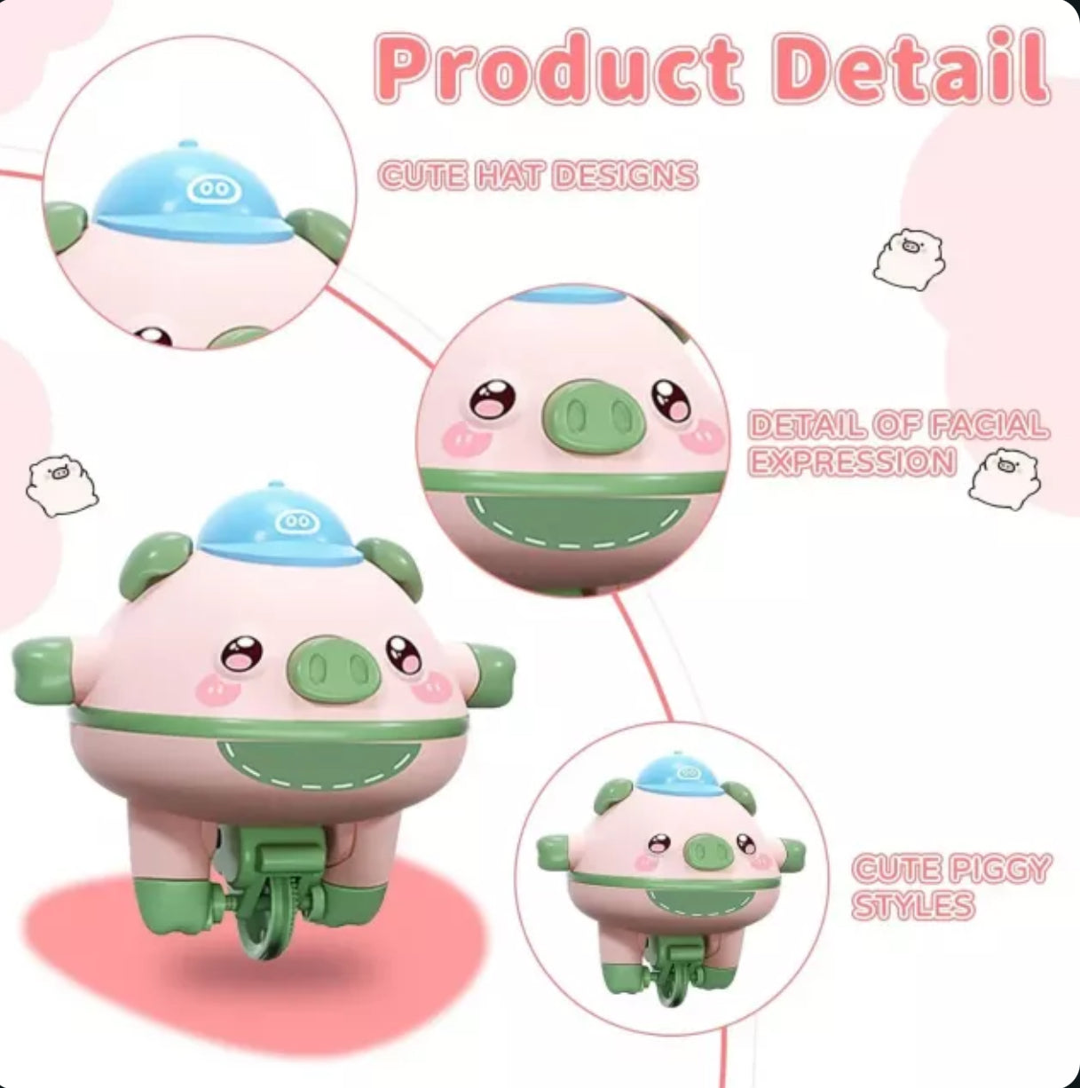 Tumbler Pig Unicycle Toy – Electric Balancing Pig on a Wire