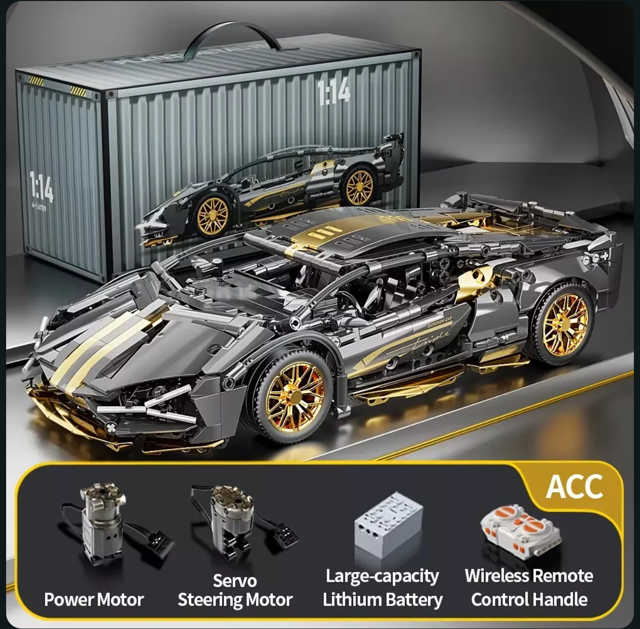 Racing Supercar Model Building Blocks Set – 1280PCS Electric Powered