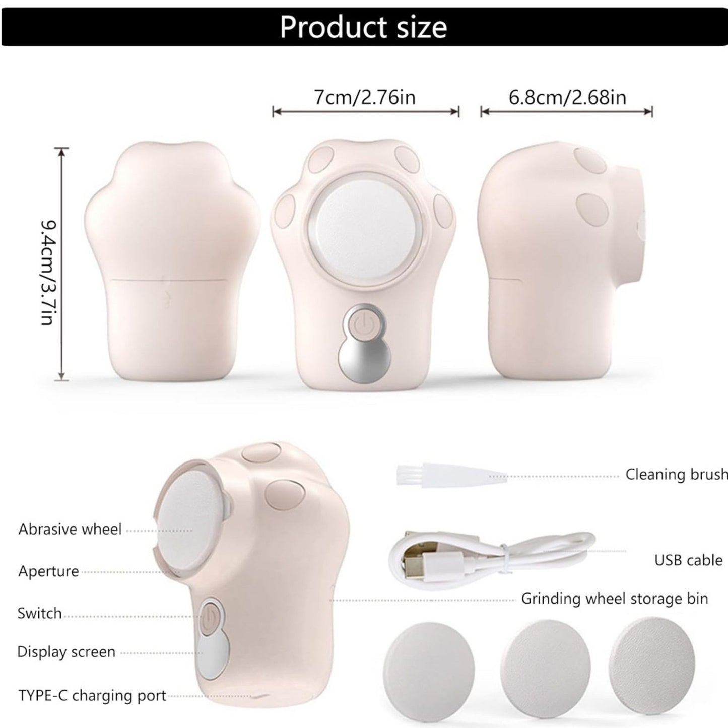 LED Electric Callus Remover – Rechargeable Foot Grinder with 3 Precision Heads