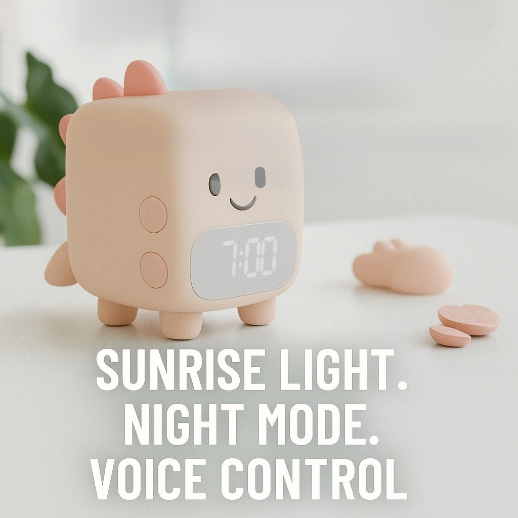 Dinosaur Alarm Clock with Voice Control & Night Light