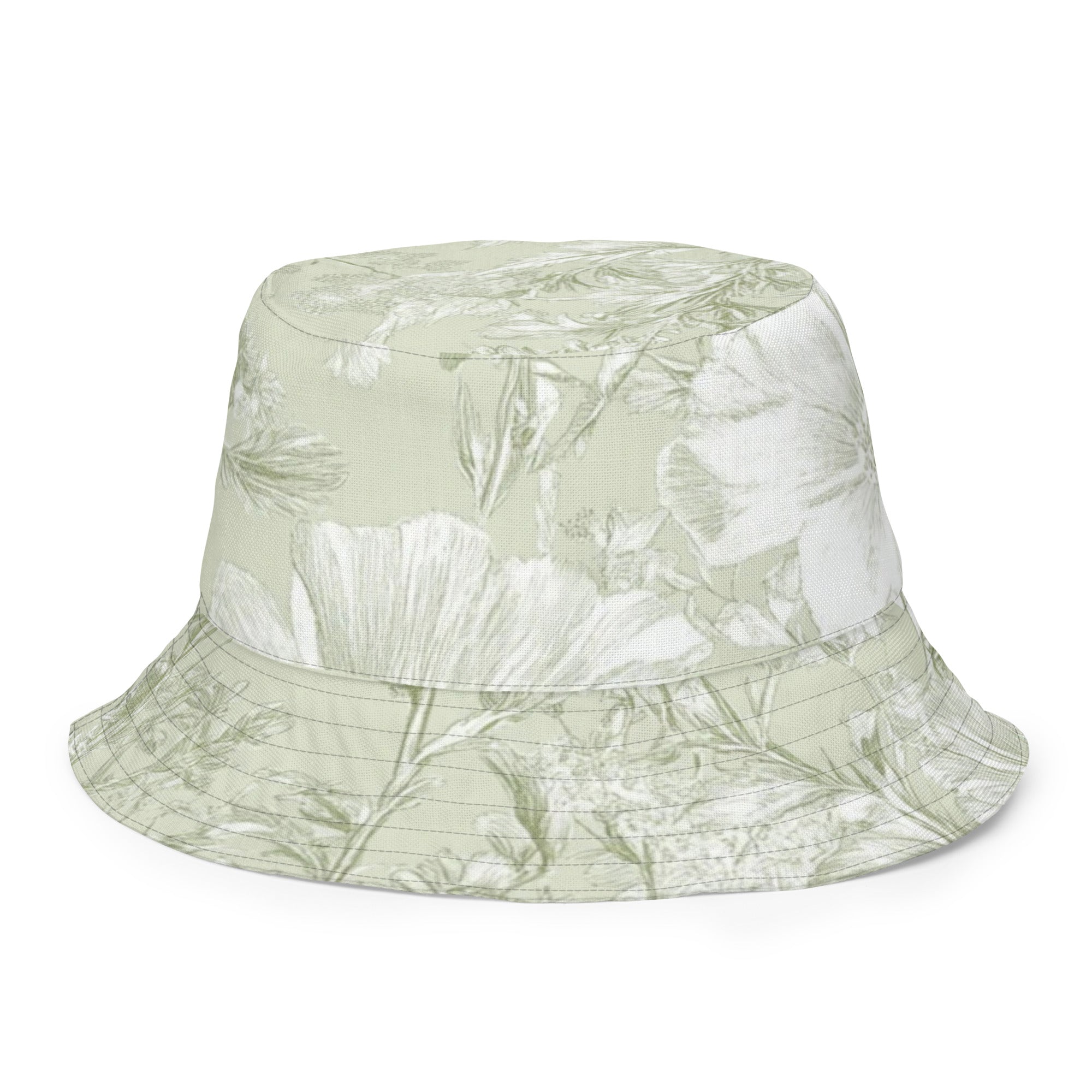Sage Green Floral Reversible Bucket Hat