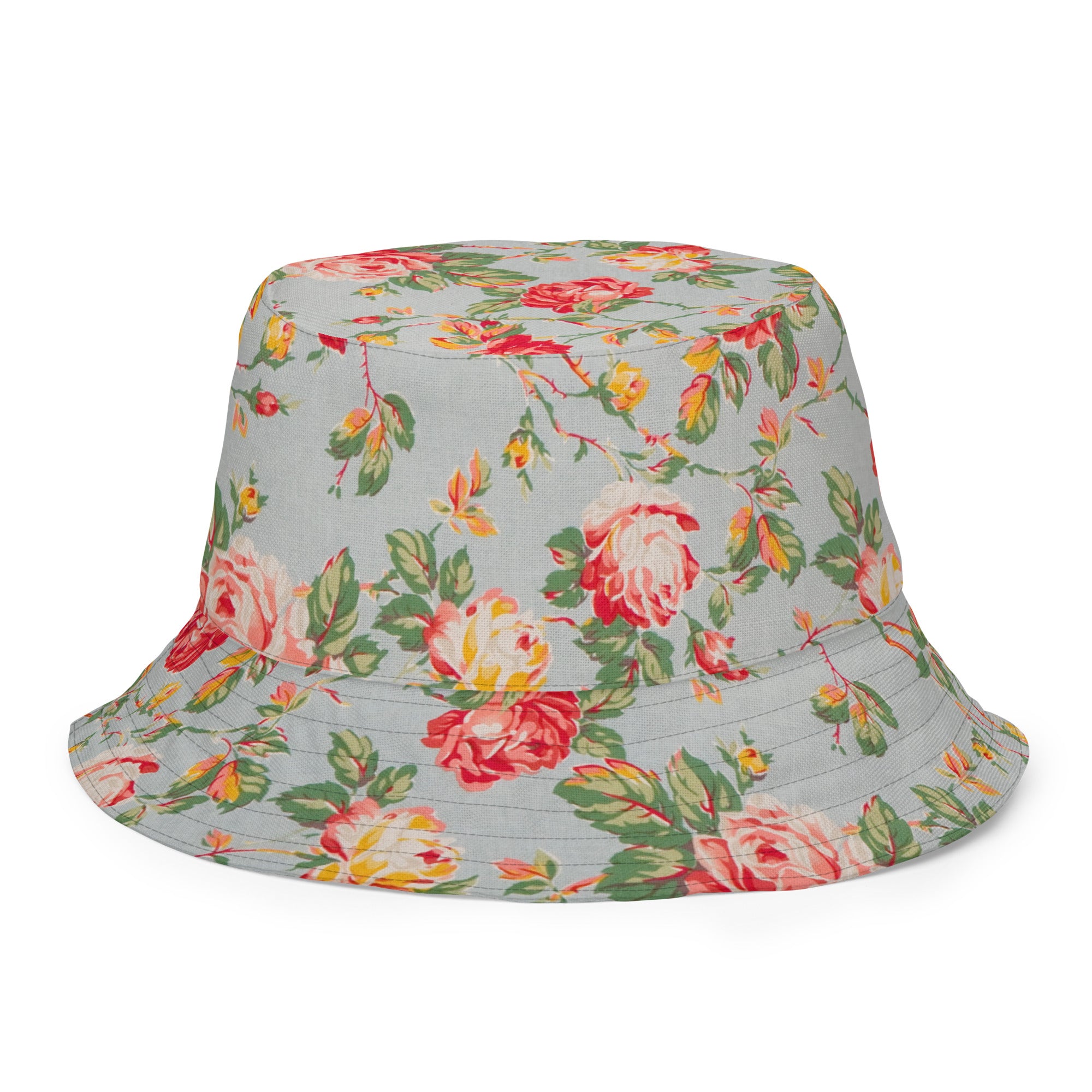 Reversible Pastel Plaid Floral Bucket Hat