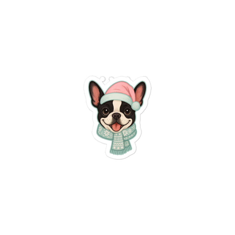 Winter Frenchie Christmas Sticker