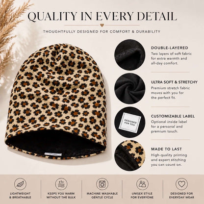 Leopard Print Beanie Hat
