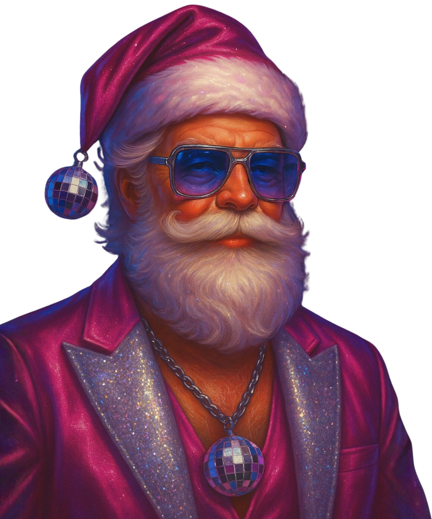 Retro Disco Santa T-Shirt – Pink Chrome Christmas Tee