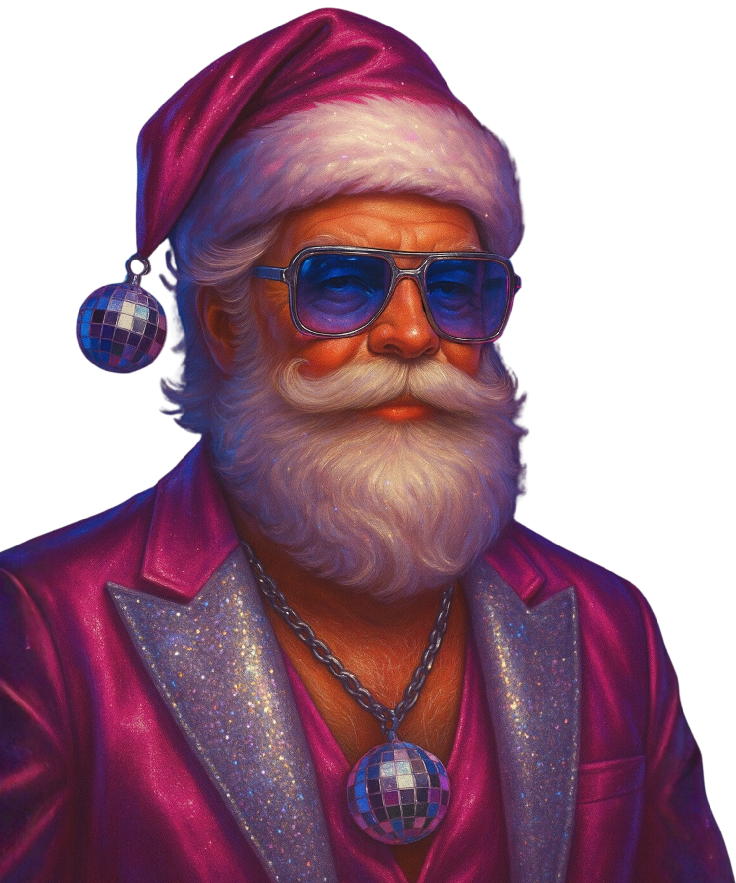 Retro Disco Santa T-Shirt – Pink Chrome Christmas Tee