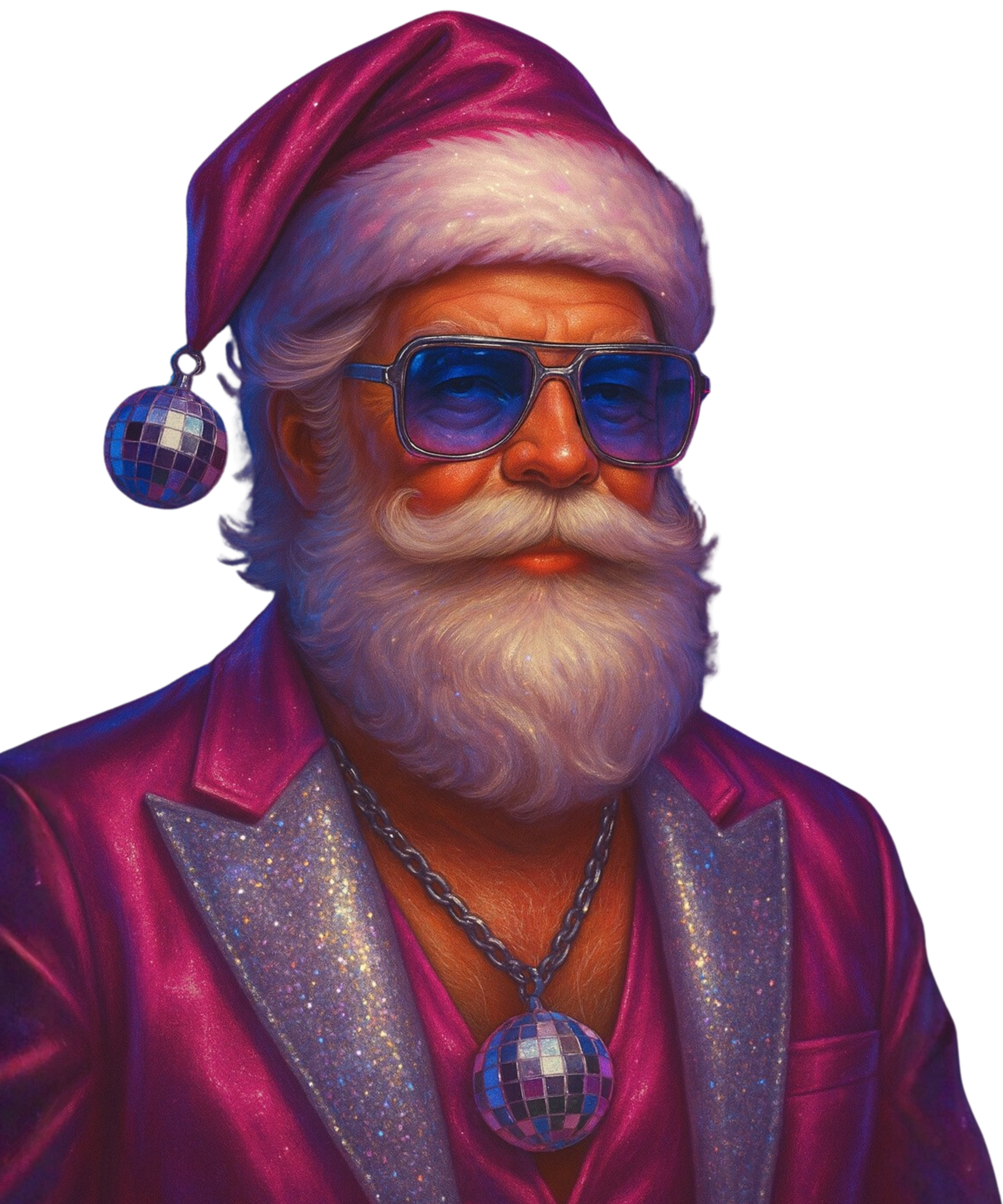 Retro Disco Santa T-Shirt – Pink Chrome Christmas Tee