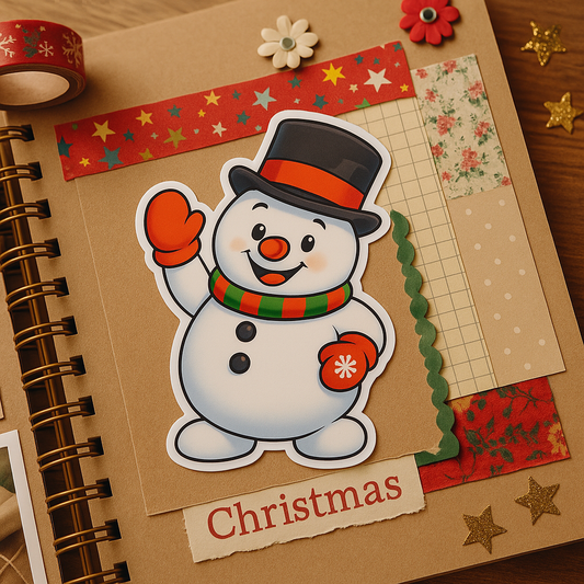 Kiss-Cut Snowman Christmas Sticker – Premium Vinyl Holiday Decal (4” or 5.5” Sizes)