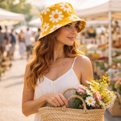 reversible daisy bucket hat