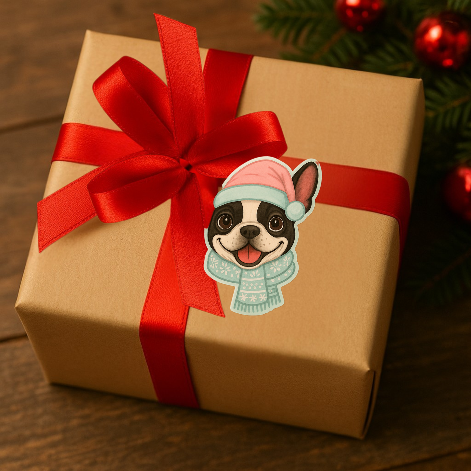 Winter Frenchie Christmas Sticker