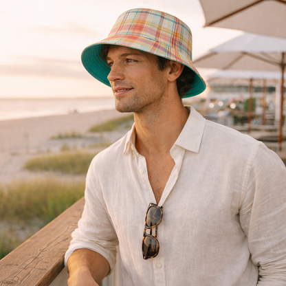 reversible plaid bucket hat