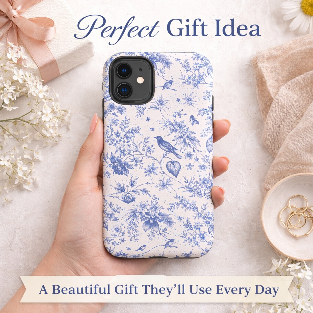 Elegant Blue Toile iPhone Case