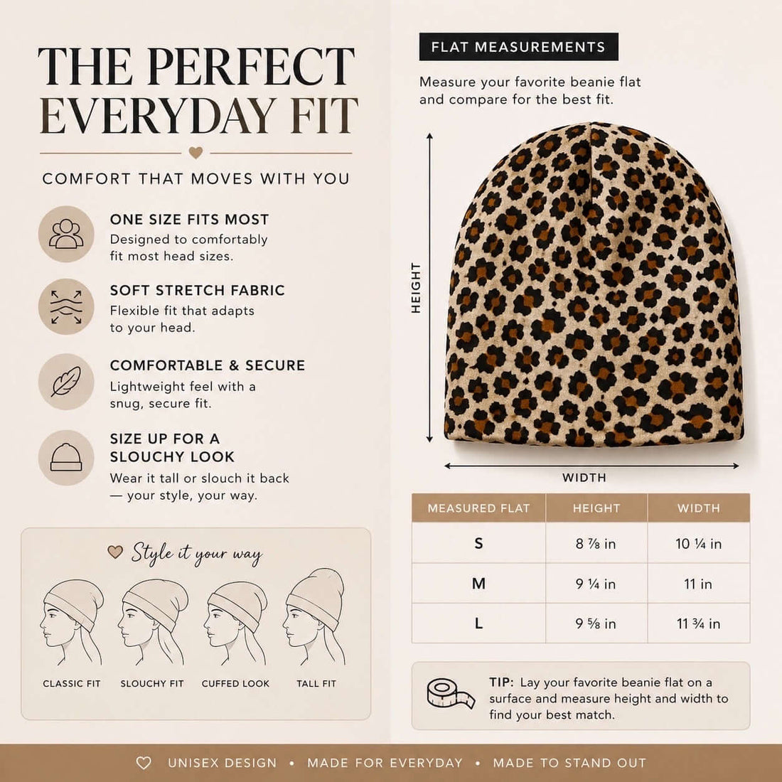 Leopard Print Beanie Hat
