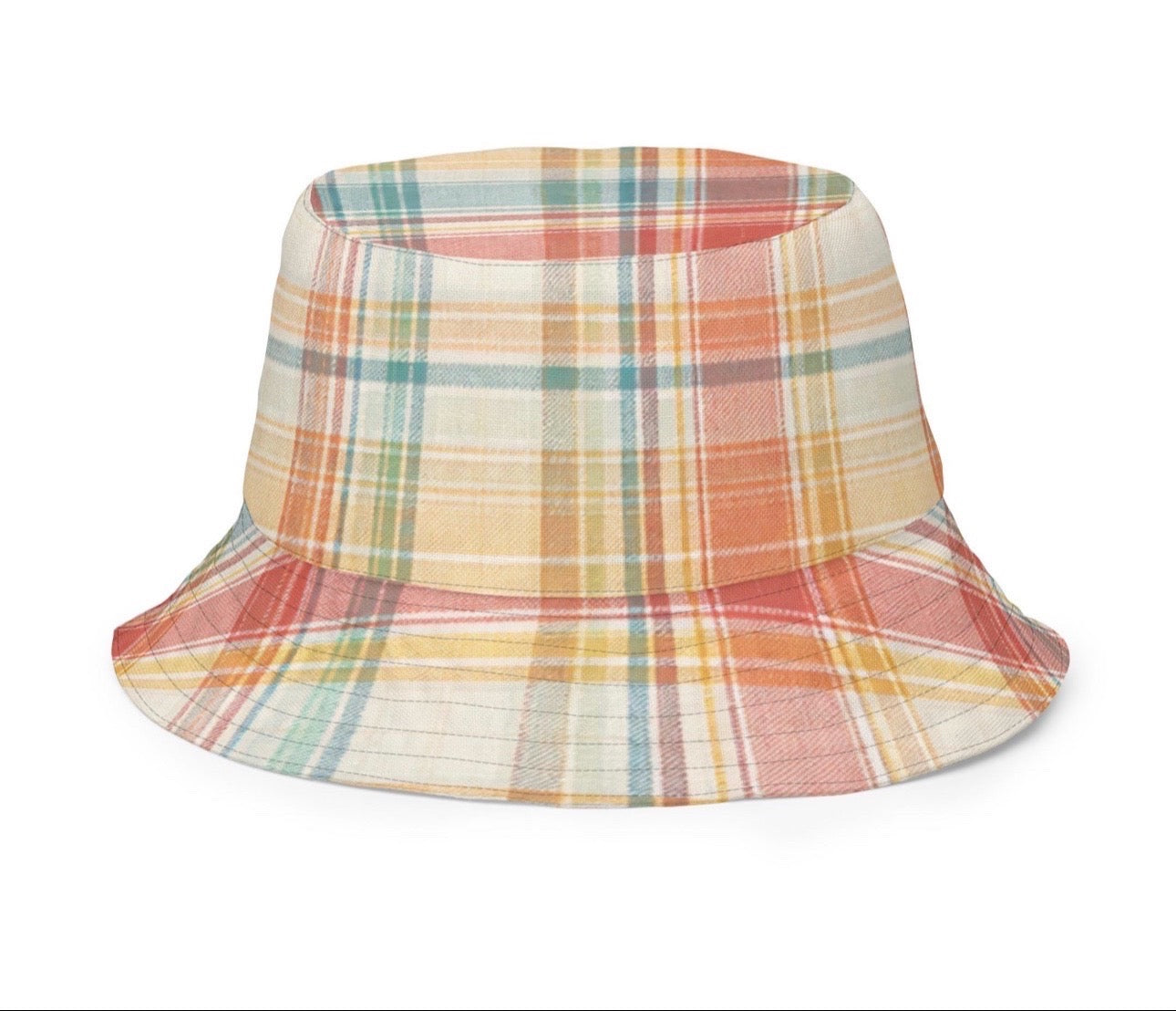Reversible Plaid Teal Bucket Hat