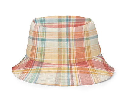 Reversible Plaid Teal Bucket Hat