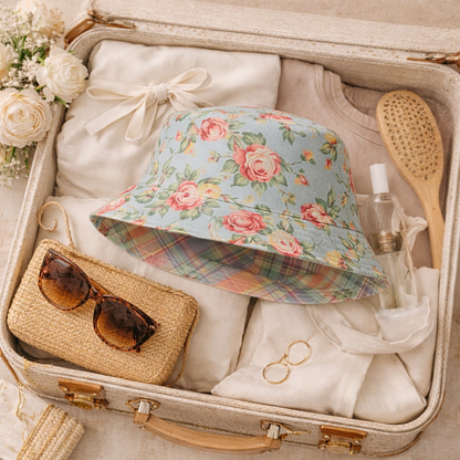 Reversible Pastel Rose Floral Bucket Hat