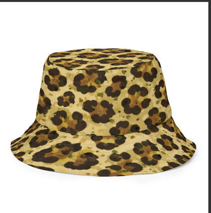 leopard camo reversible bucket hat