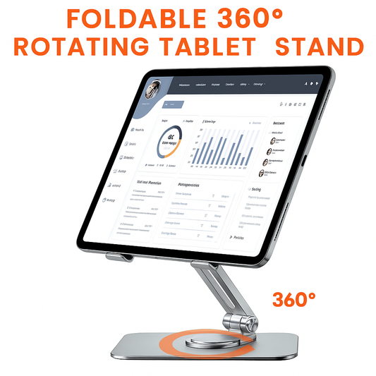 Foldable 360° Rotating Tablet Stand – Adjustable Aluminum Holder
